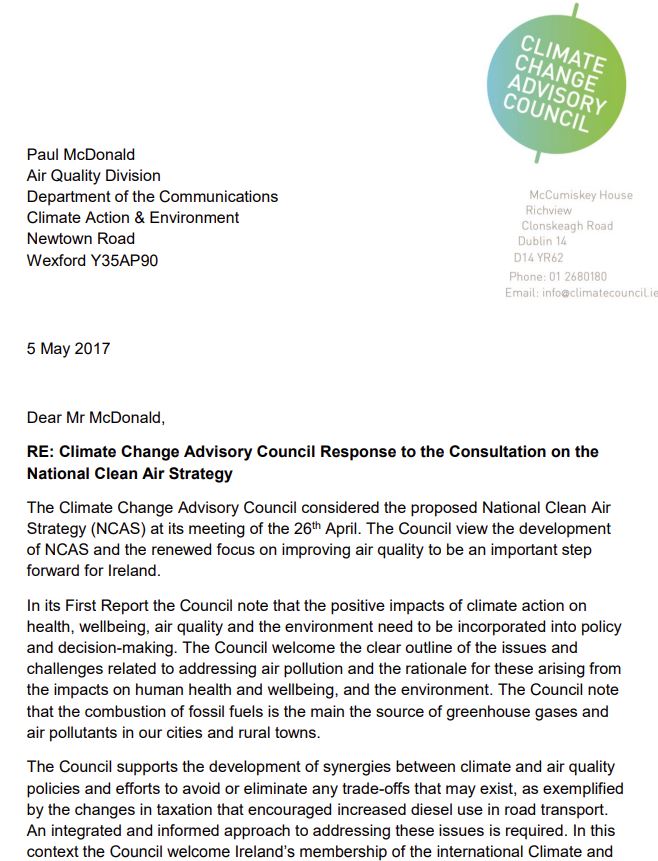 Response to the National Clean Air Strategy consultation